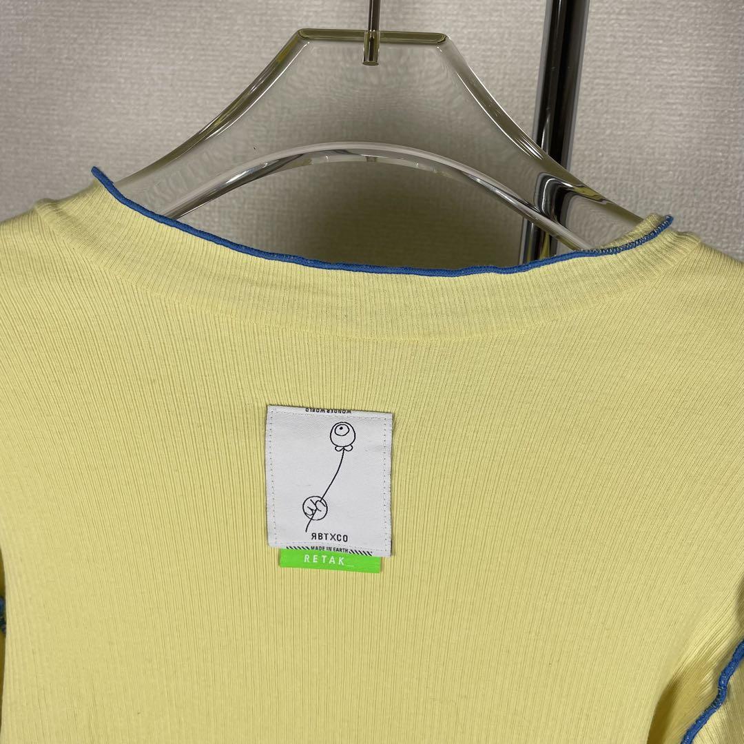 RBTXCO RETAK_ 花刺繍 半袖Tシャツ イエロー うるうるフラワー