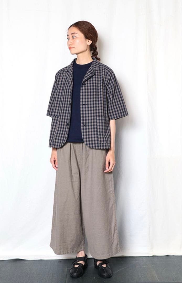 TIGRE BROCANTEインディゴギンガムラグランテーラードシャツジャケット