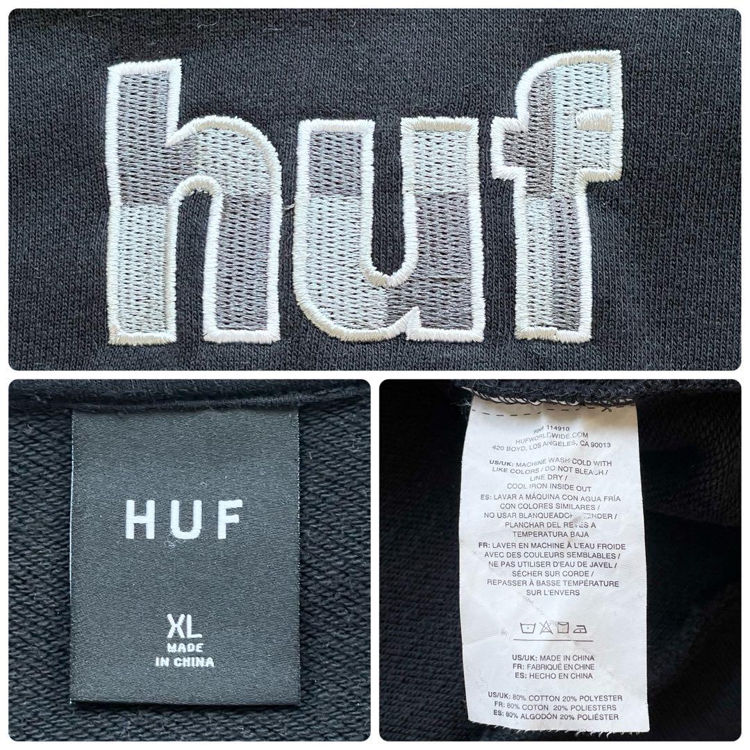美品 XL HUF ハーフジップスウェット SPLIT 1/4 ZIP MOCK