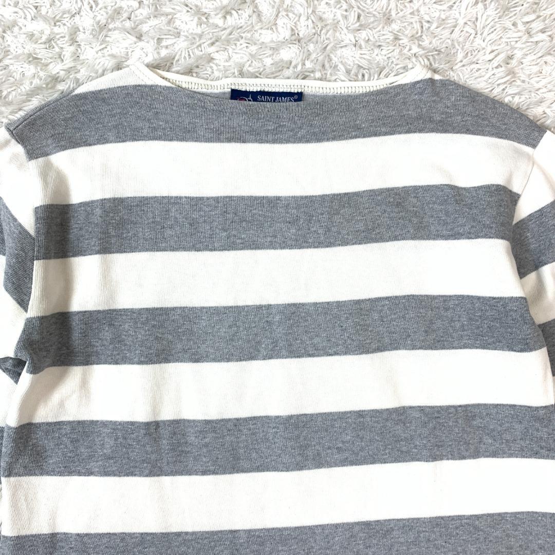 美品　SAINTJAMES セントジェームス　ボーダーカットソー グレー×白　L SAINT JAMES セントジェームス カットソー グレー 36 B910