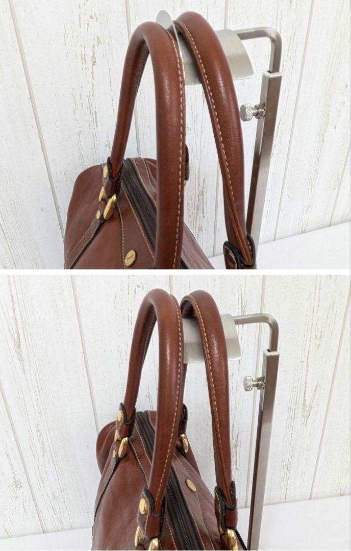 【美品】ゴールドファイル　ミニボストン　ハンドバッグ　レザー　定価10万以上