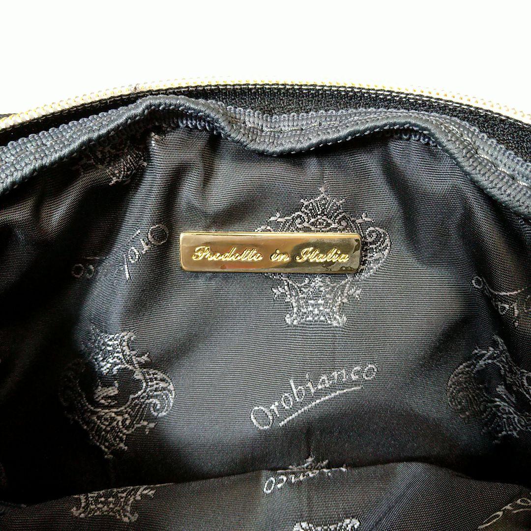 美品 オロビアンコ 本革 レザー ボディバッグ クロコ型押 黒金 イタリア製