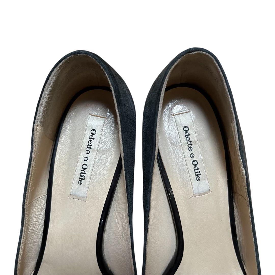 【新品】オデット エ オディール　ブラック スエード パンプス/25㎝ 新品】オデット エ オディール ブラック スエード パンプス/25