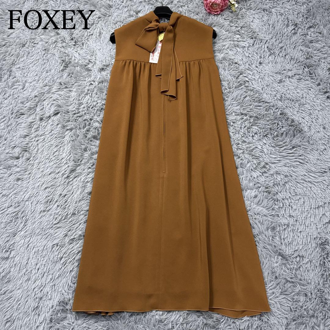 【日本製】 定価7万✨フォクシー ボウタイ バックリボンワンピースドレス ワンピース