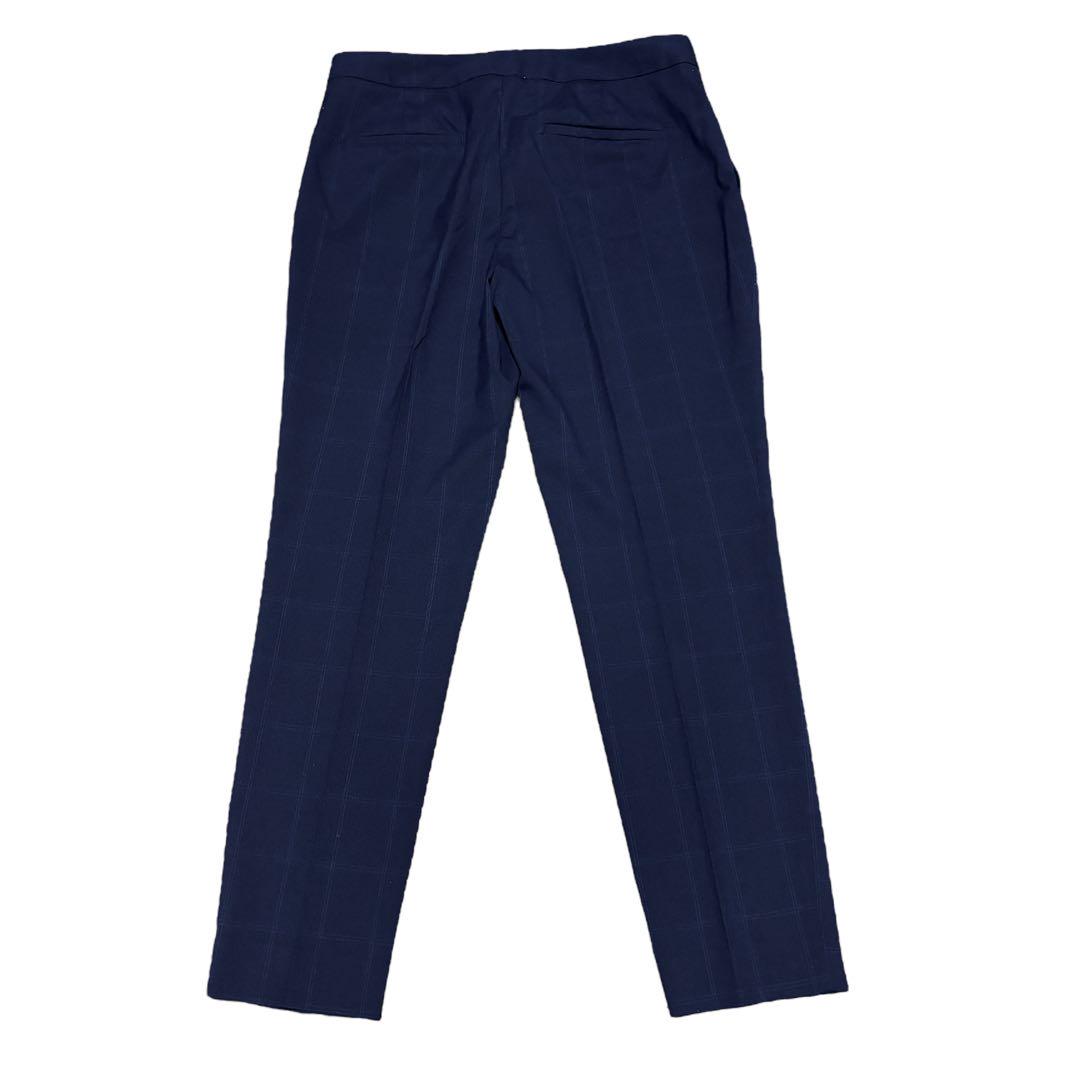 美品 ZARA ザラ ノーカラー スーツ セットアップ ネイビー チェック M
