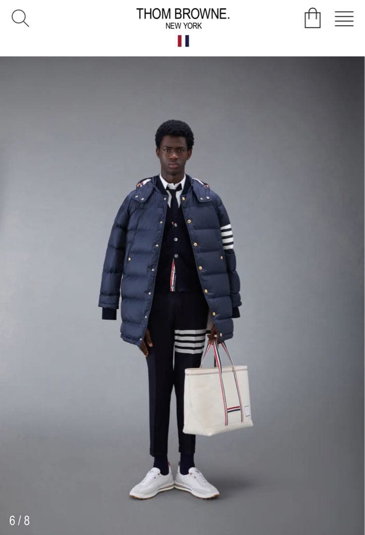 THOM BROWNE ダウン ナイロン 4BAR フード付きコート サイズ00M THOM BROWNE