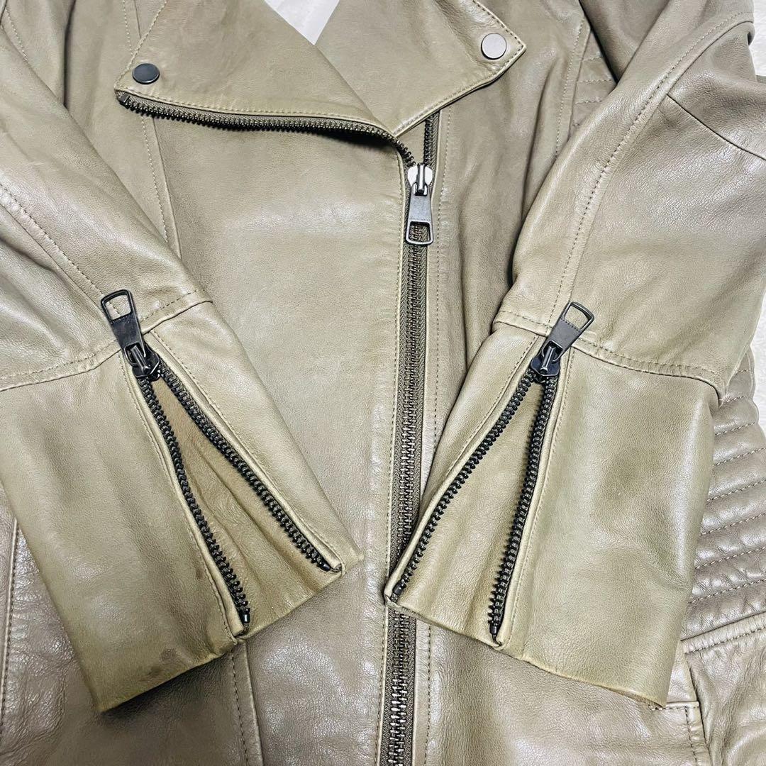 HUGO BOSS ラムレザー ダブル ライダース ジャケット ブラウン XL