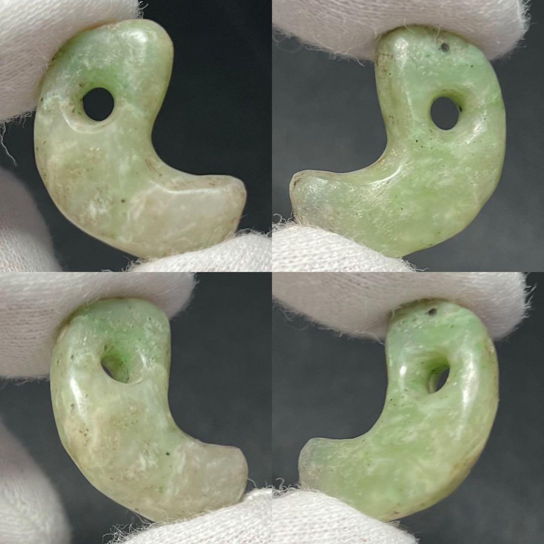 考古★縄文期 極上 美石目本翡翠 勾玉2.4cm★琅かん質★神像仏像装身具神器