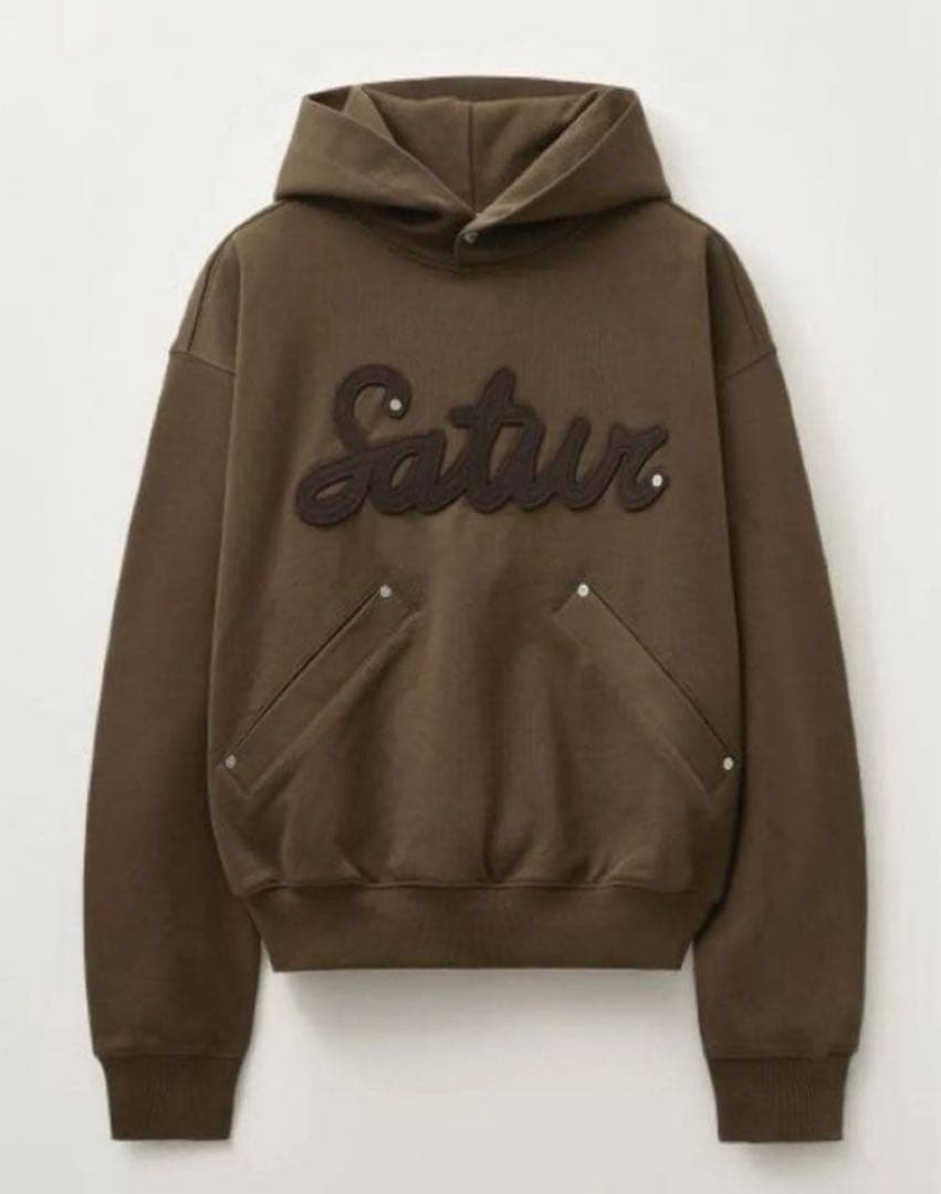 satur フード パーカー applique ブラウン 韓国 レディースS