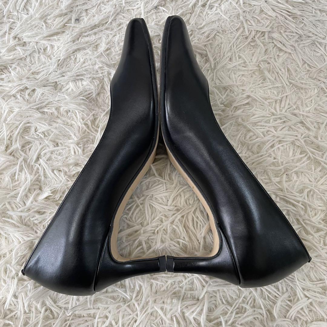 【美品】LE TALON ルタロン Vカット レザー パンプス 23cm 黒