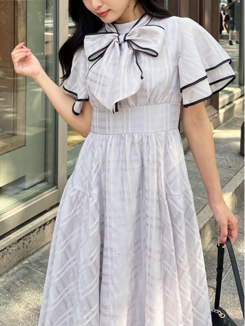 evelyn - 【美品】AnMILLE フリルドッキングワンピース レース