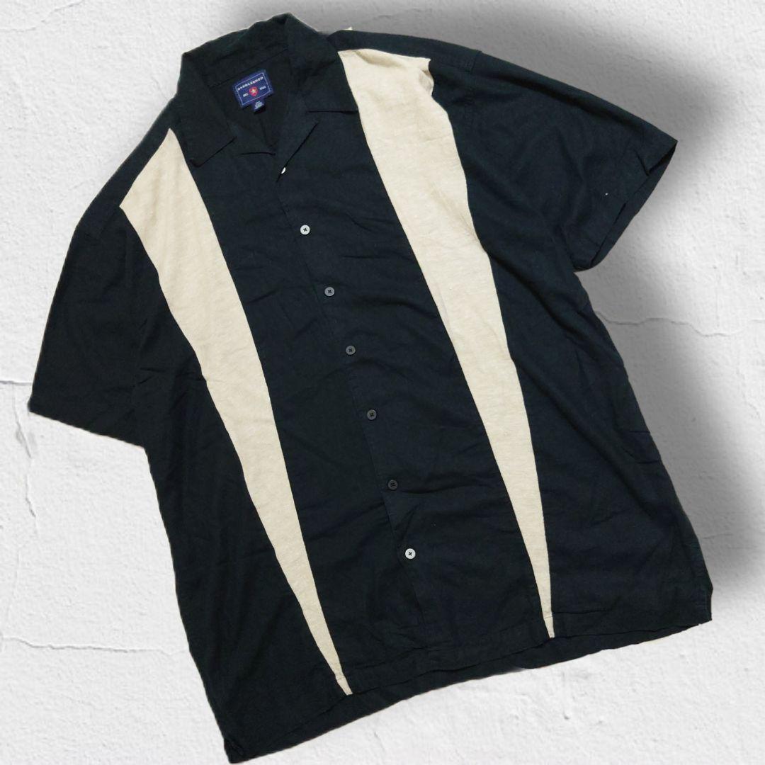 USAビンテージ SADDLEBRED リネンレーヨンシャツ ラインシャツトップス