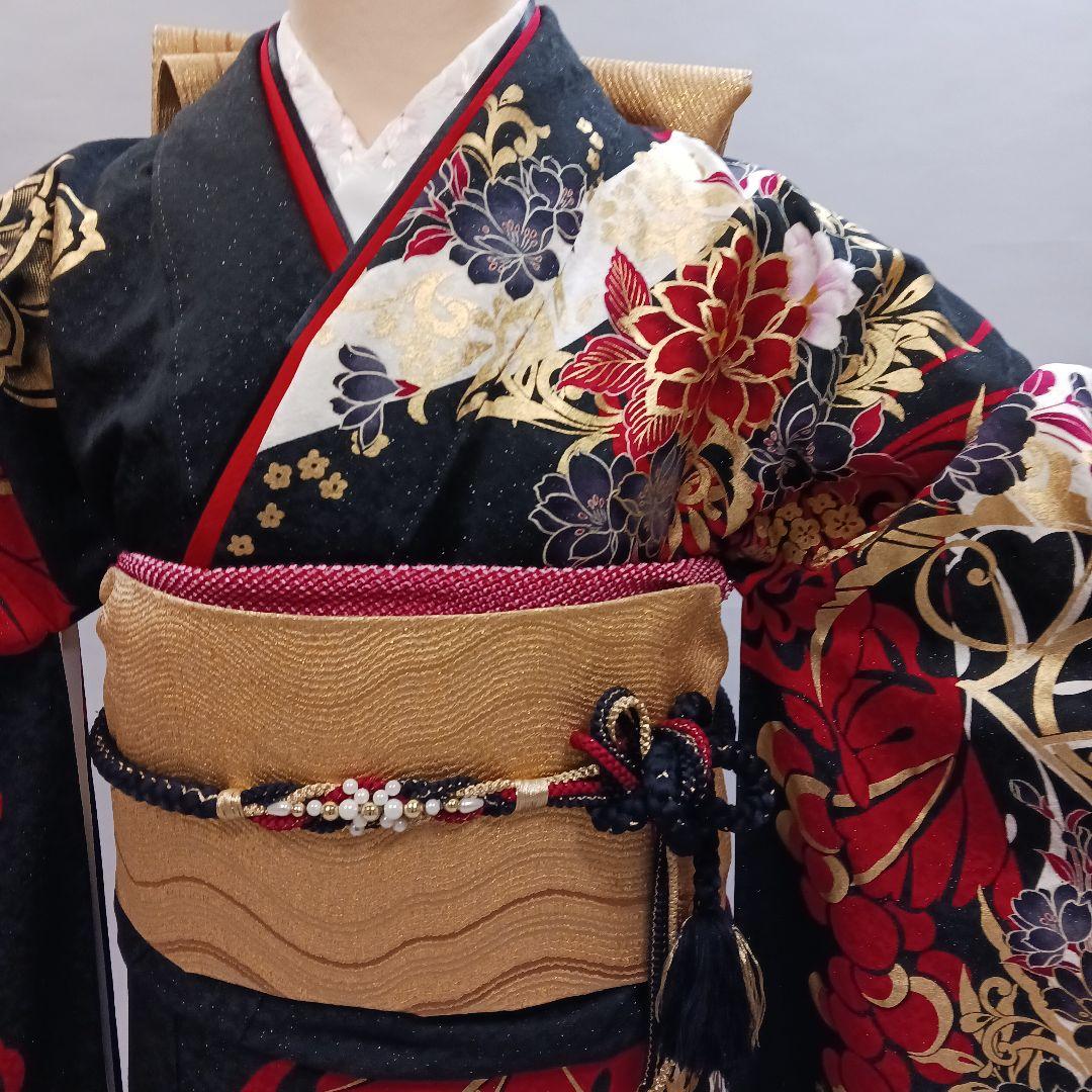 豪華 振袖フルセット 赤×黒×金 ボタン - メルカリ