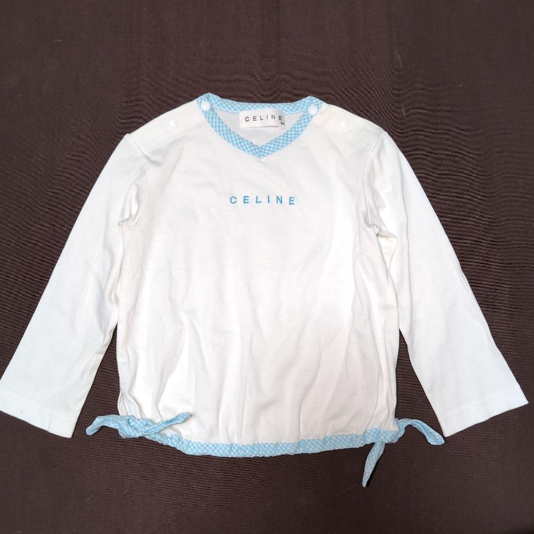 80★セリーヌ★裾リボン付き！ロゴ刺繍Ｔシャツ★