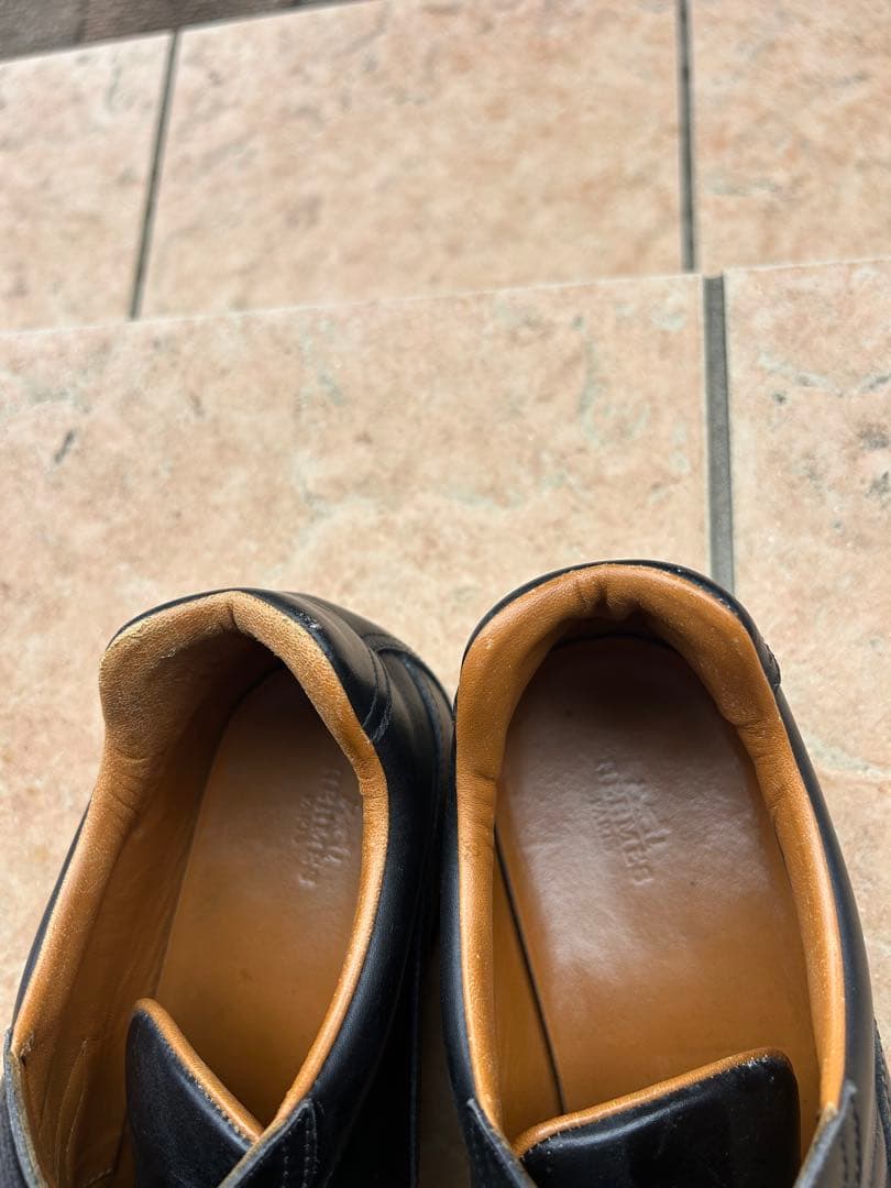 エルメス ブラックレザー スニーカー サイズ41 2 126.5cm・HERMES GULLKHAN_COM