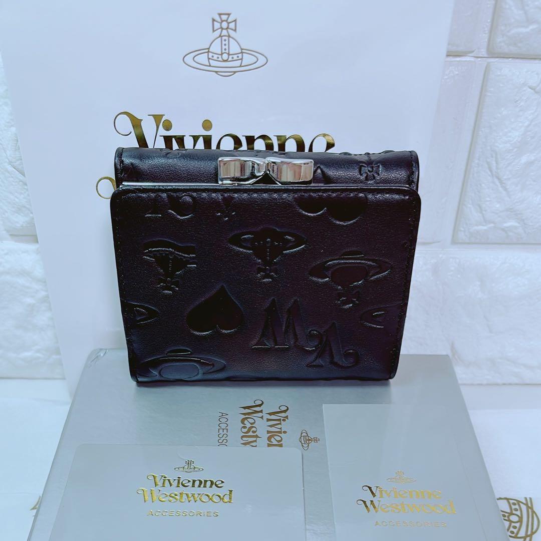 【ショッパー付き】VivienneWestwood　三つ折財布　ブラック ショッパー付Vivienne Westwood 3つ折り財布 ブラック マット