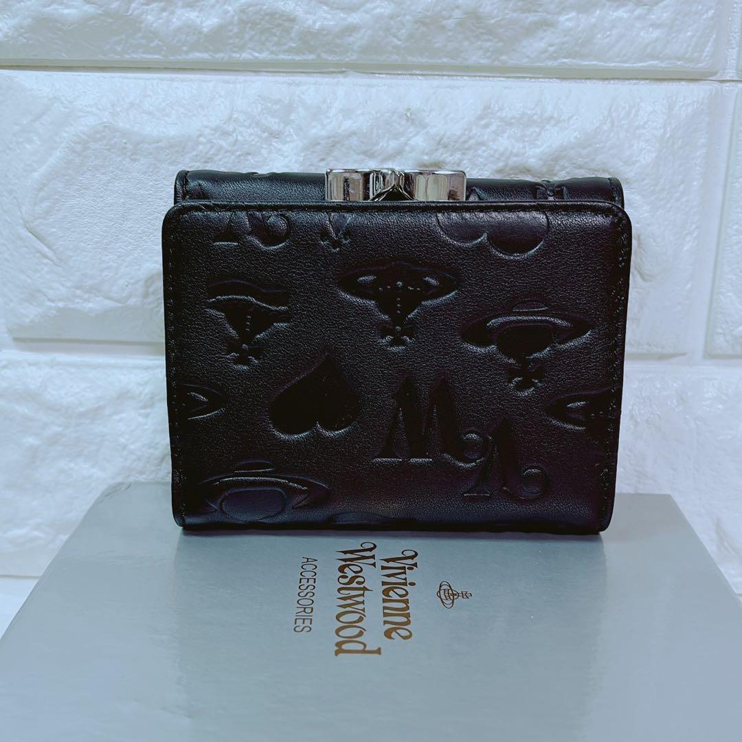 【ショッパー付き】VivienneWestwood　三つ折財布　ブラック ショッパー付Vivienne Westwood 3つ折り財布 ブラック マット