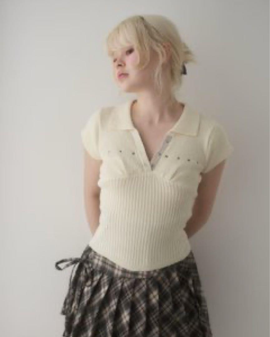 【最安値】andmary Lindsay logo tops ivory