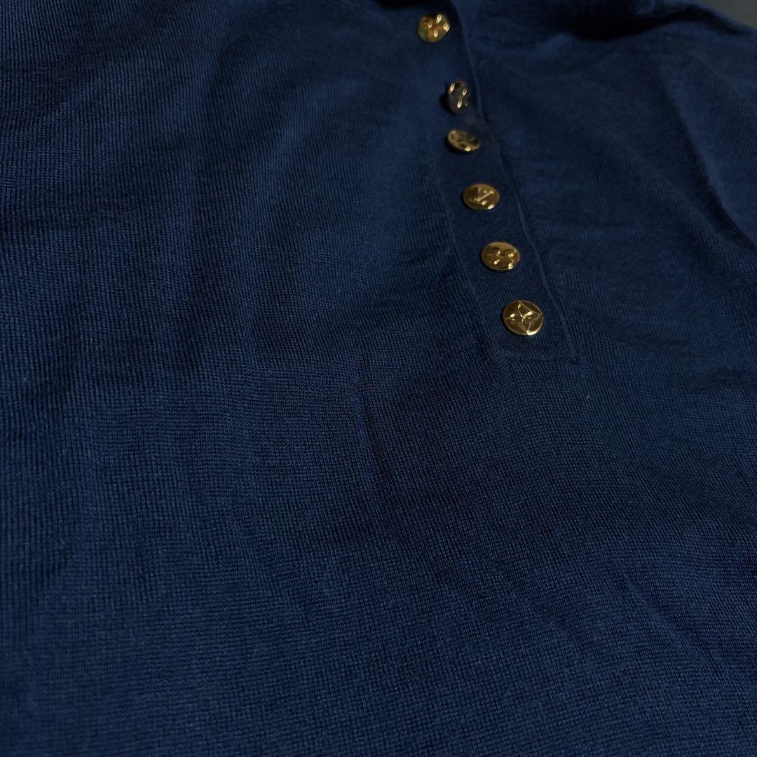 美品 ルイヴィトン ニット 金ボタン ロゴ カシミヤ シルク