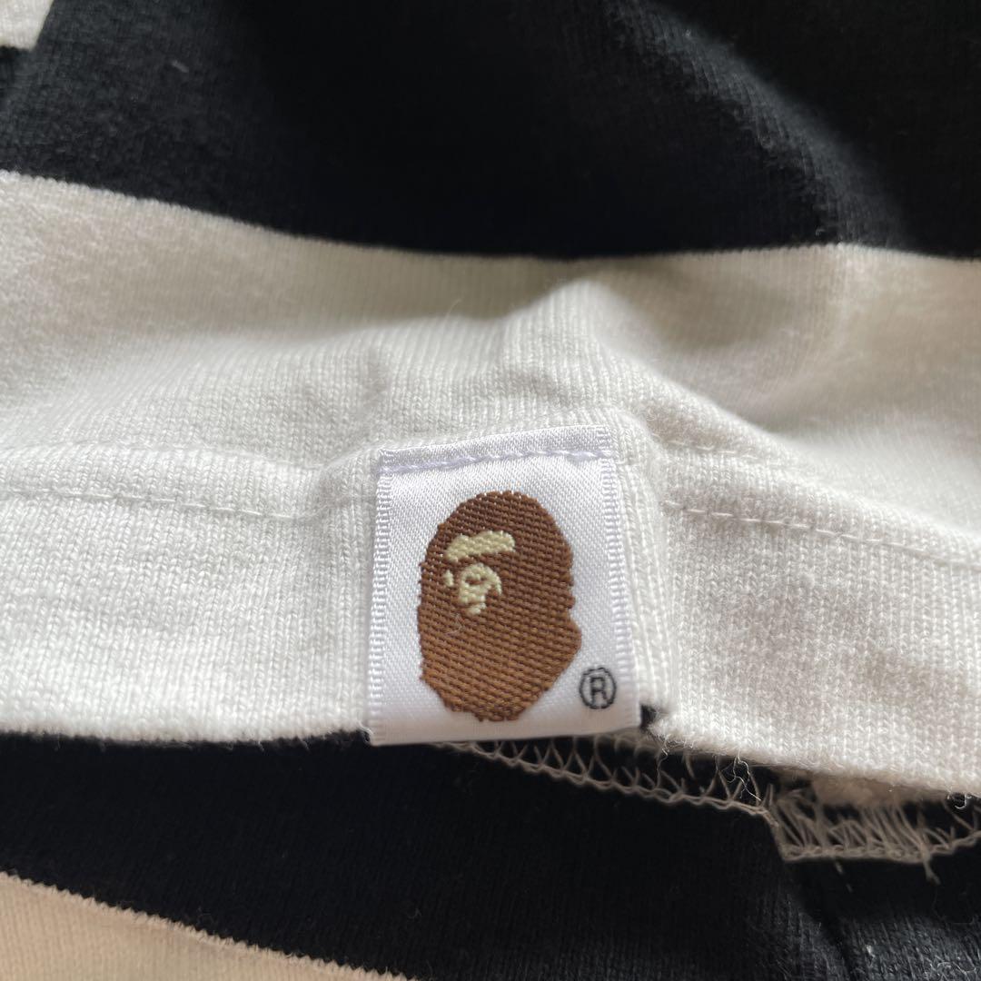 A BATHING APE ポロシャツ M 黒白ストライプ