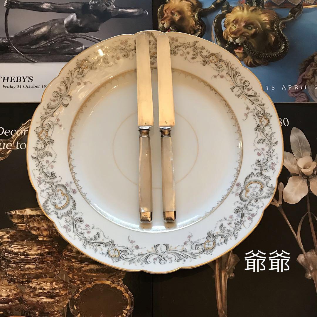 フランス老舗銀工房/ 純銀 白蝶貝 ナイフ①カルディヤック 2本 フランス老舗銀工房/ 純銀 白蝶貝 ナイフ①カルディヤック 2本