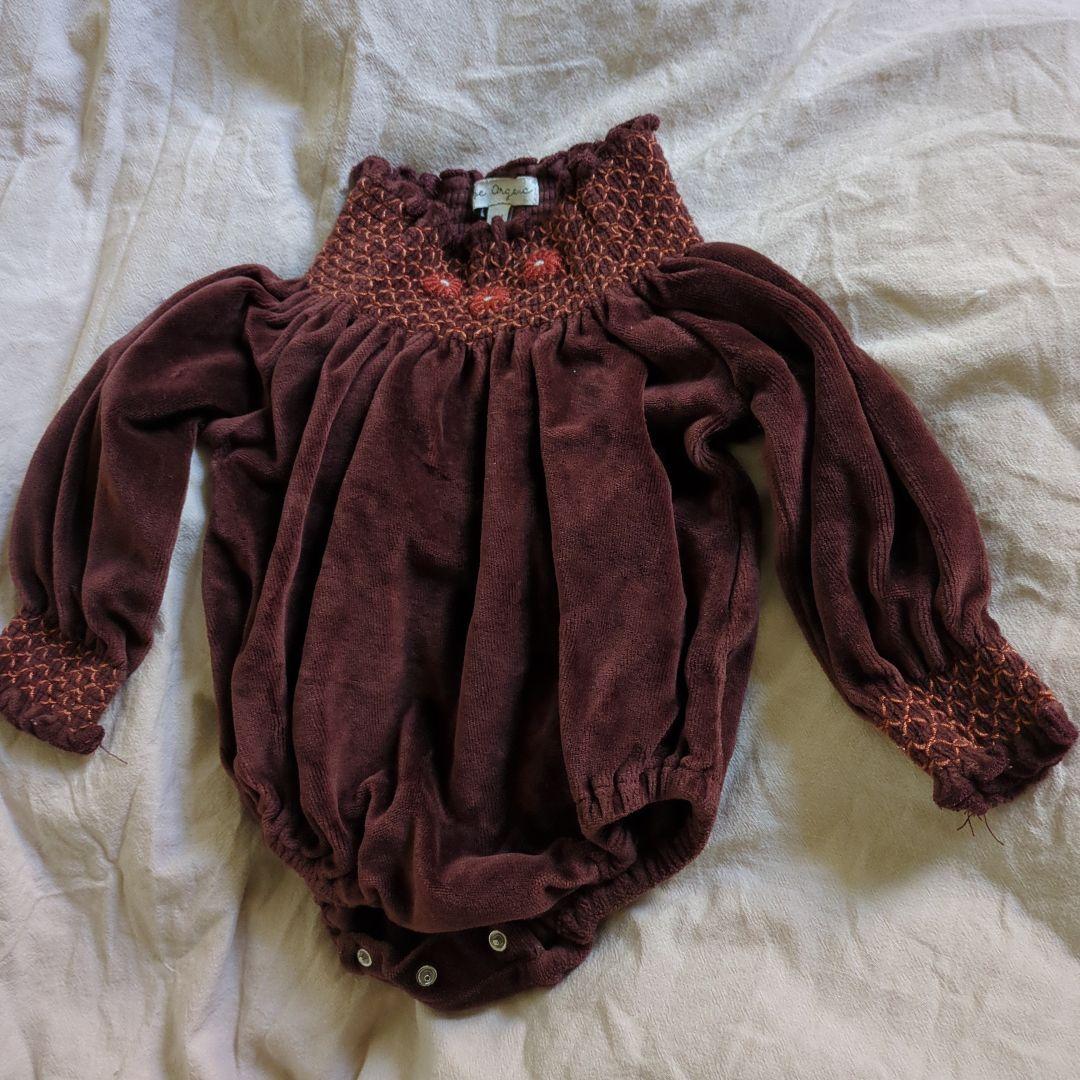 bebe organic コットンベロアロンパース