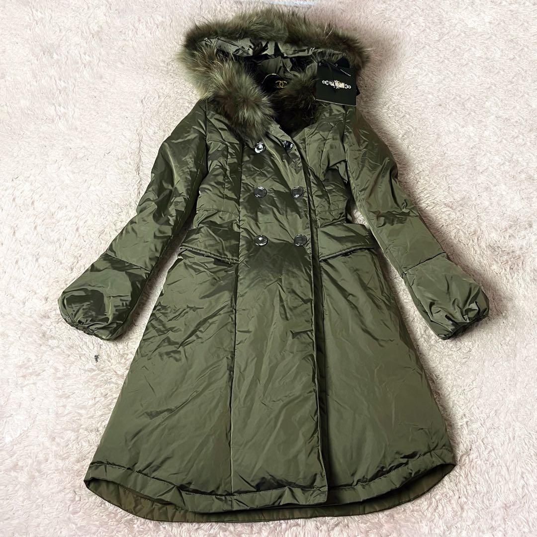 13 ルイルエブティック ダウンコート ロング ラクーンファー カーキ S 13 ルイルエブティック ダウンコート ロング ラクーンファー カーキ S