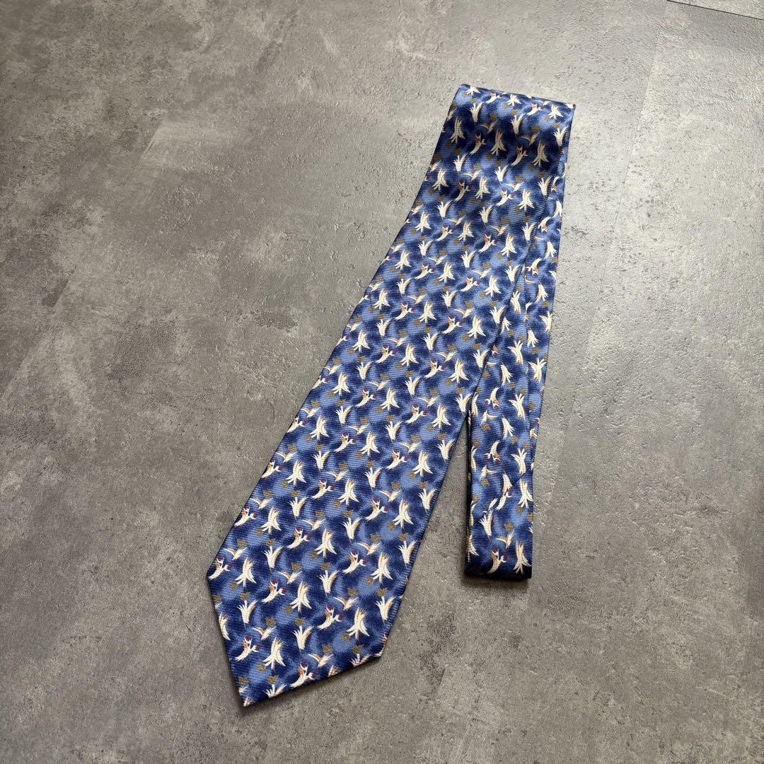 vintage flower design silk necktie blue 4,750円