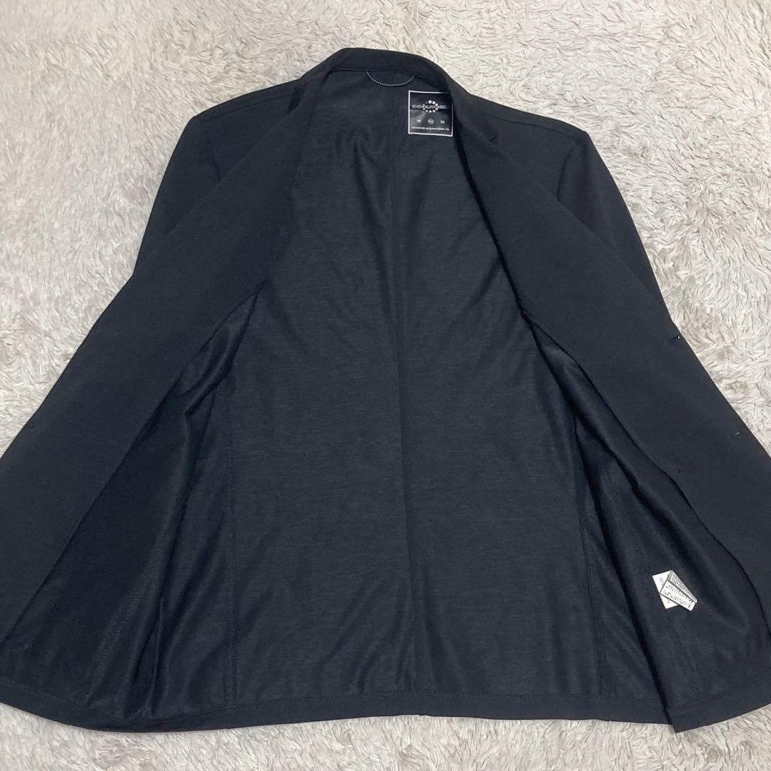 ABAHOUSE【美品】洗える ストレッチ 防シワ 黒 ブラック 無地 トラベル