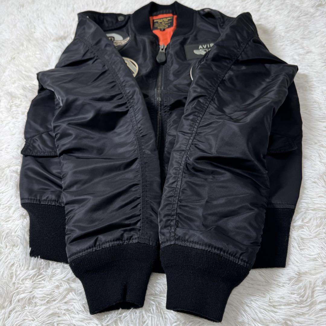 極美品✨AVIREX フライトジャケット　MA-1 ワッペン　トップガン　黒