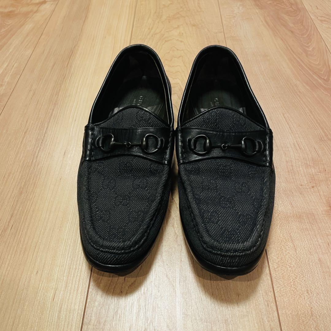 美品　GUCCI ローファー　ホースビット　GGキャンバス　レザー　23.5 ⭐️GUCCI グッチ ホースビットローファー GG キャンバス