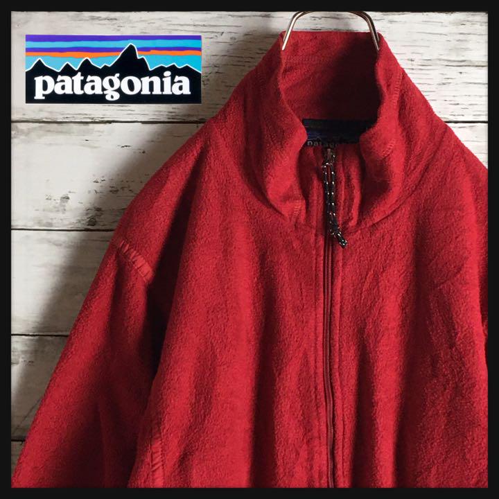 パタゴニア☆ロゴタグ付きジップフリース　薄手　レッド　800