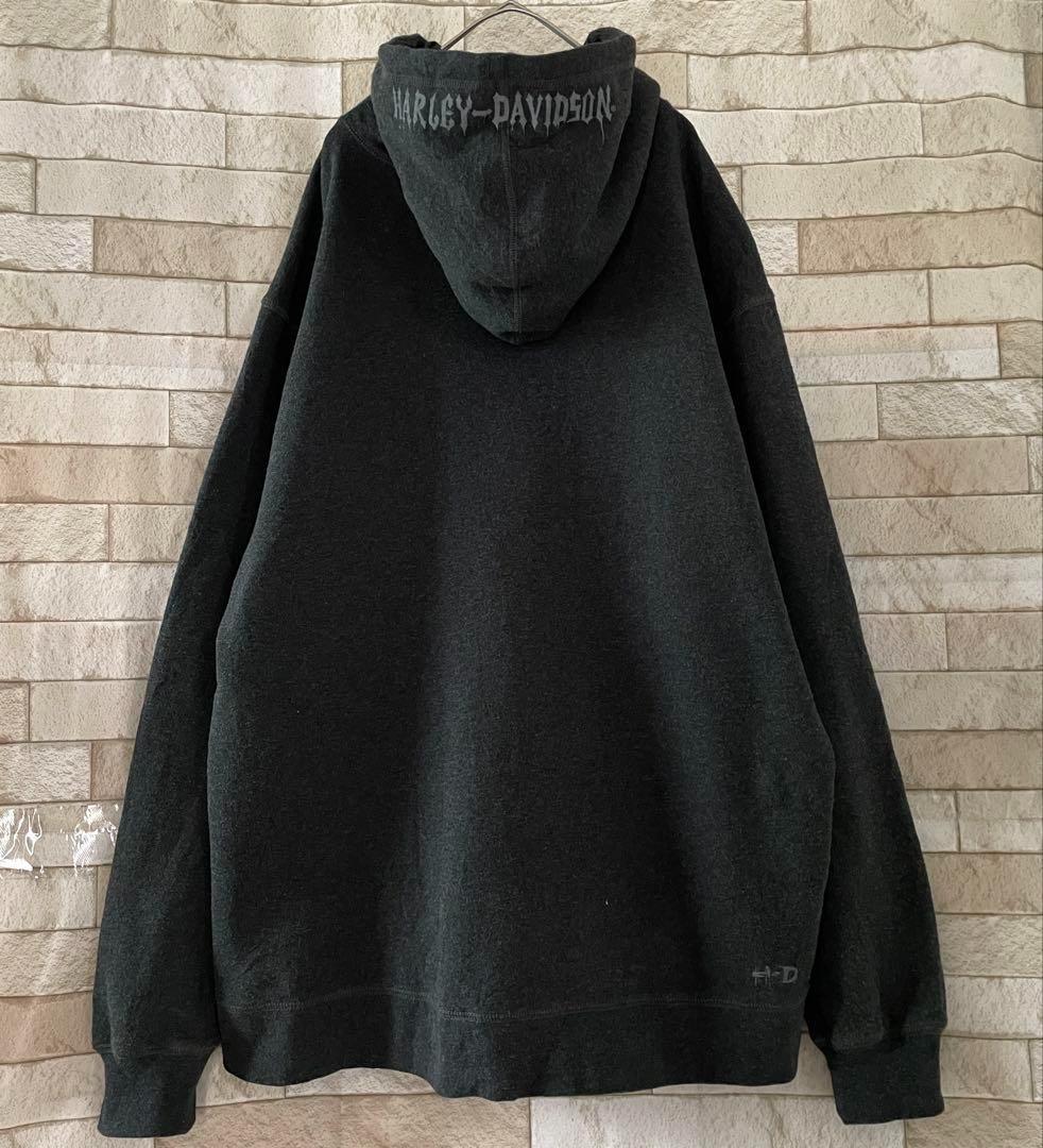 ハーレーダビッドソン ジップパーカー 刺繍 プリントロゴ 裏起毛 L ハーレーダビッドソン ジップパーカー 刺繍 プリントロゴ 裏起毛 L