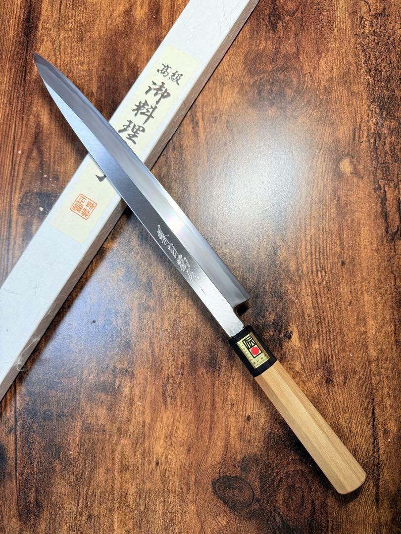 【堺打刃物】刺身 柳刃　白ニ鋼　包丁　尺　水牛八角柄調理器具