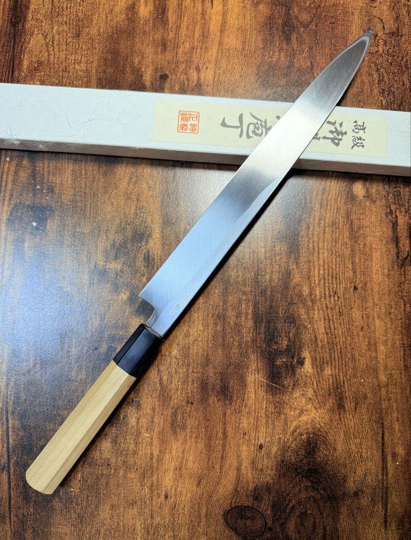 【堺打刃物】刺身 柳刃　白ニ鋼　包丁　尺　水牛八角柄