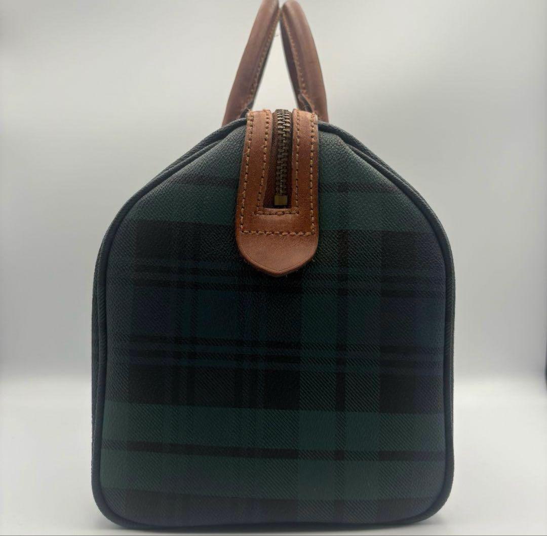 美品✨　ポロラルフローレン　ブラックウォッチ　ボストンバッグ　レザーチャーム付き