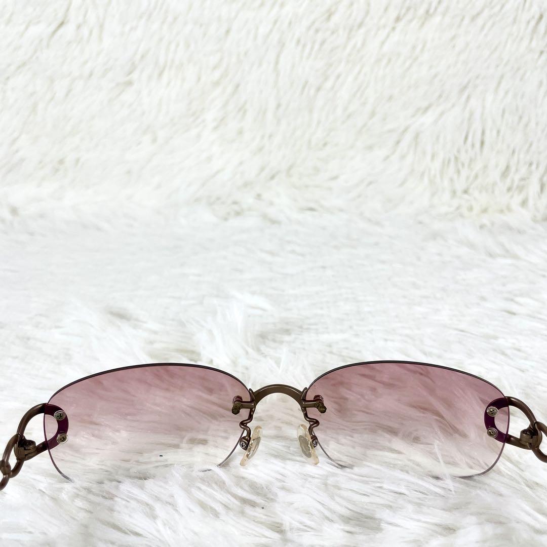 美品　Salvatore Ferragamo　サングラス　レッドレンズ　リムレス