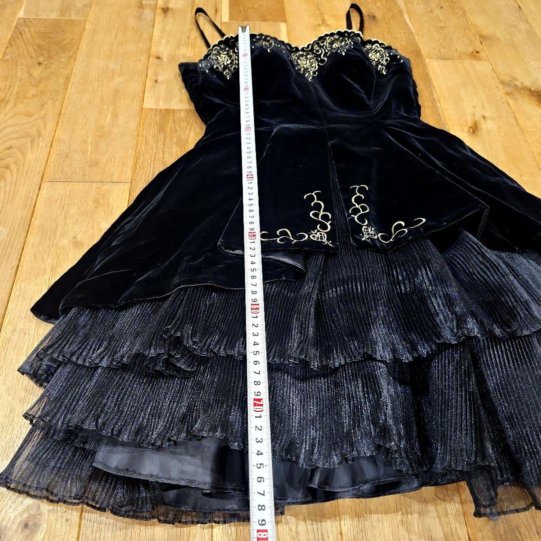 ジュネビビアン*ブラックベルベット＆プリーツオーガンジー*フォーマルドレス|9号