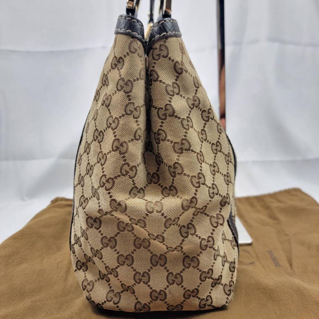 希少 GUCCI トートバッグ 肩掛け A4 シェリーライン GG柄 ブラウン