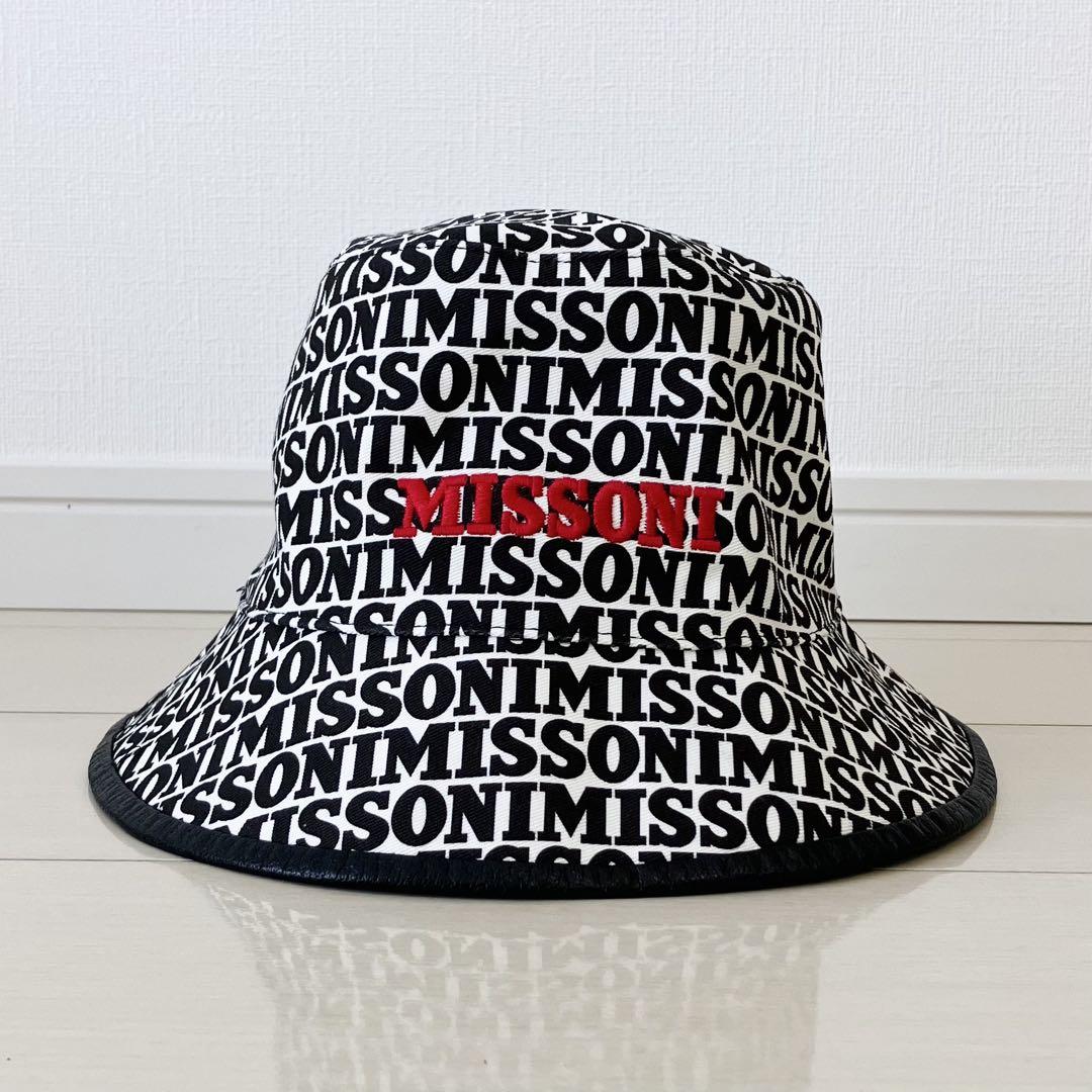 MISSONI ミッソーニ　バケットハット　帽子　モノトーン　コットン　白×黒 MISSONI ミッソーニ バケットハット 帽子 モノトーン コットン