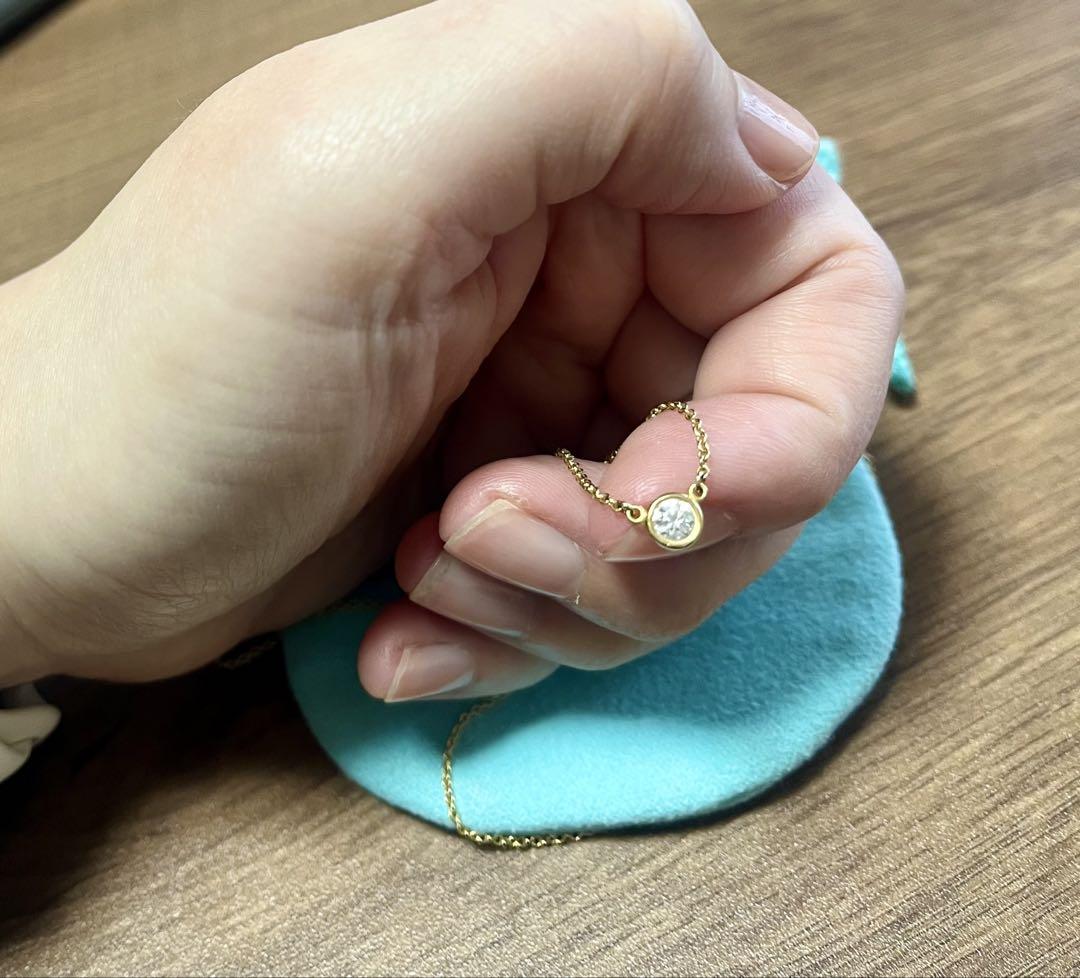 4.9mm K18 ティファニー ダイヤモンドバイザヤードネックレス0.21ct