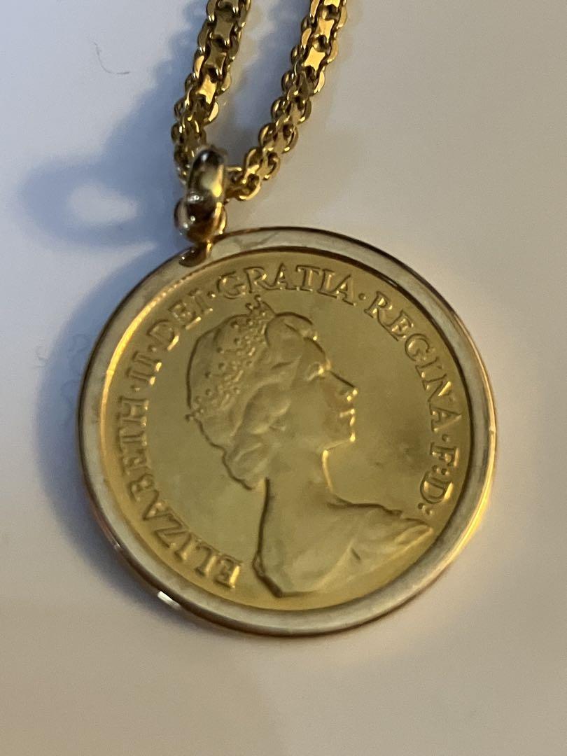 k18 イタリアンネックレス　エリザベス II 1982年 騎馬像 刻印　純金 k18 イタリアンネックレス エリザベス II 1982年 騎馬像 刻印