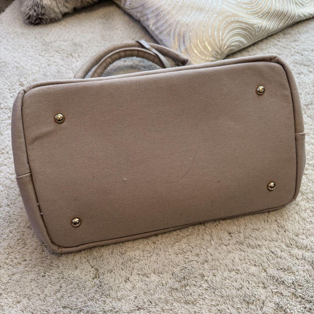 PRADA ハンドバッグ カナパ グロメット キャンバス ベージュ 2WAY