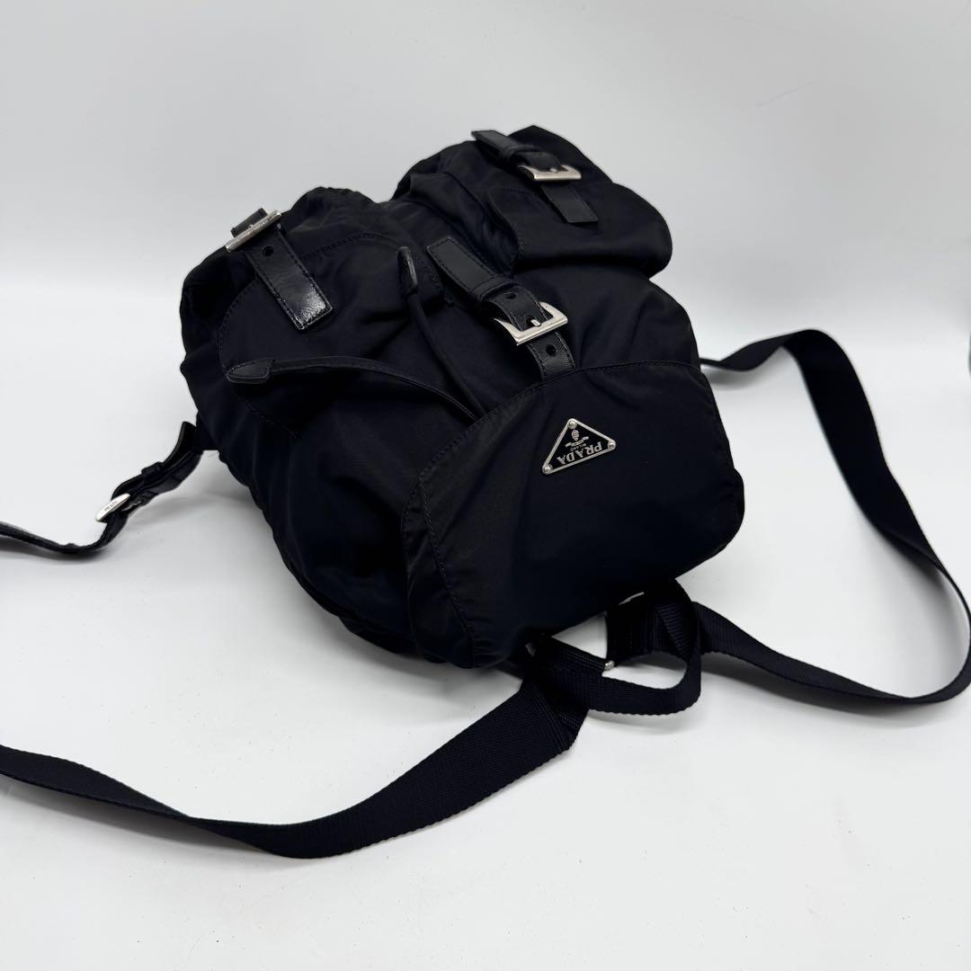 【超美品・Gカード付き✨】プラダ リュック 三角ロゴ 巾着 テスートナイロン 黒 極上美品✨】プラダ リュック 三角ロゴ 巾着 テスートナイロン