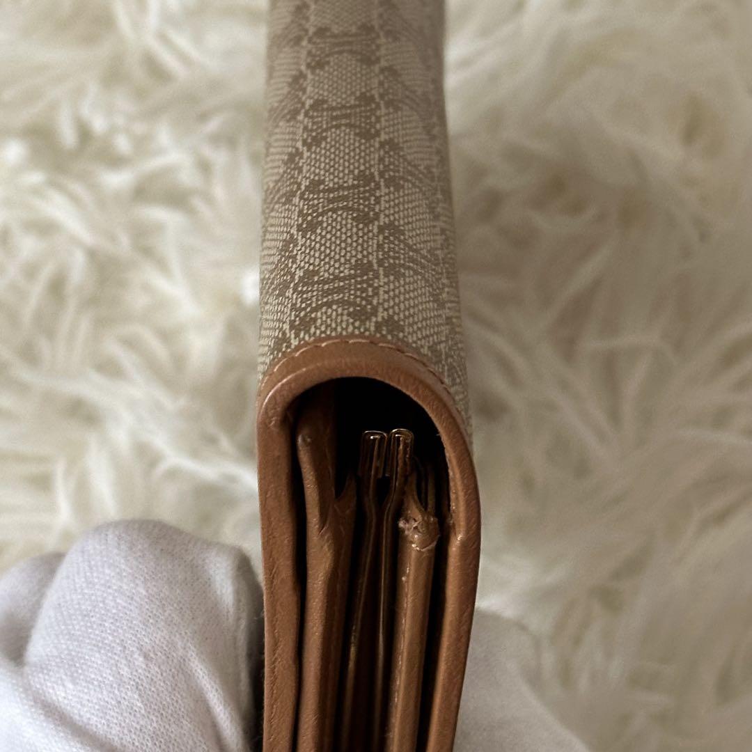 ✨️美品✨️ セリーヌ マカダム柄 がま口 二つ折り財布 PVC レザー ベージュ