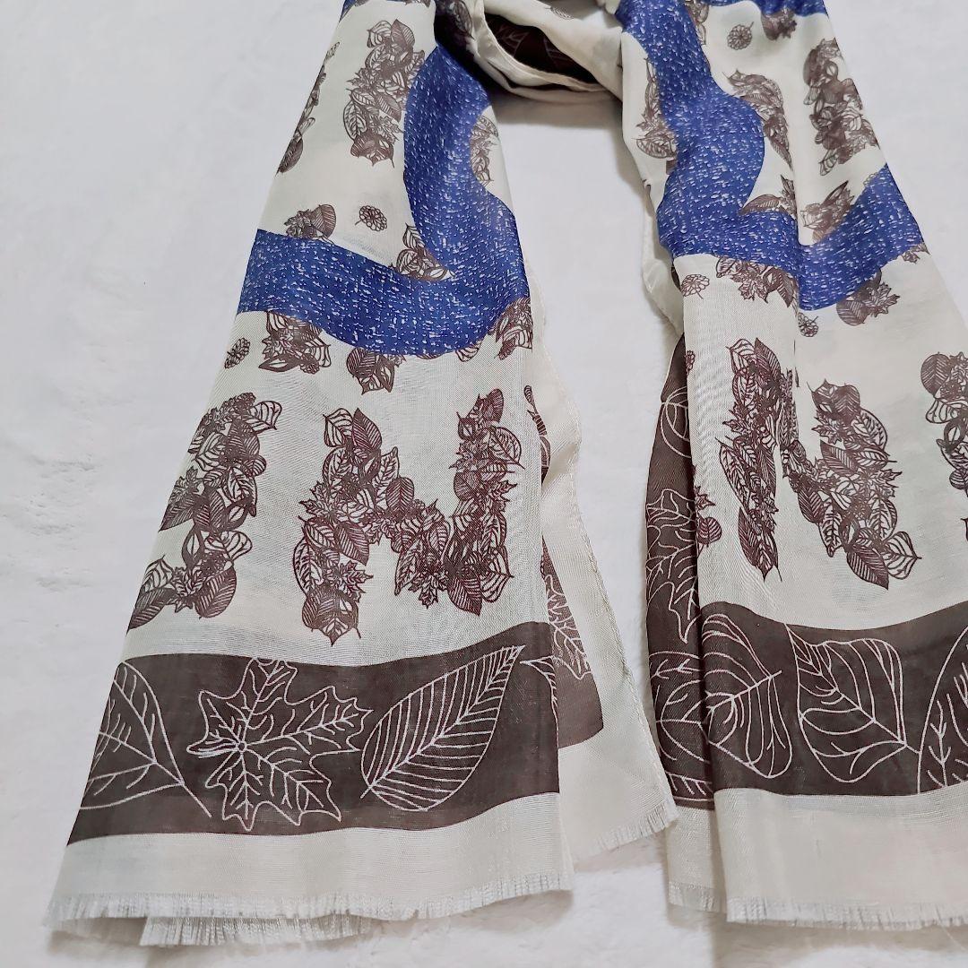 美品✨CHANEL　シャネル　ココマーク　長方形大判スカーフ　リーフ　ベージュ系 美品✨CHANEL シャネル ココマーク 長方形大判スカーフ リーフ