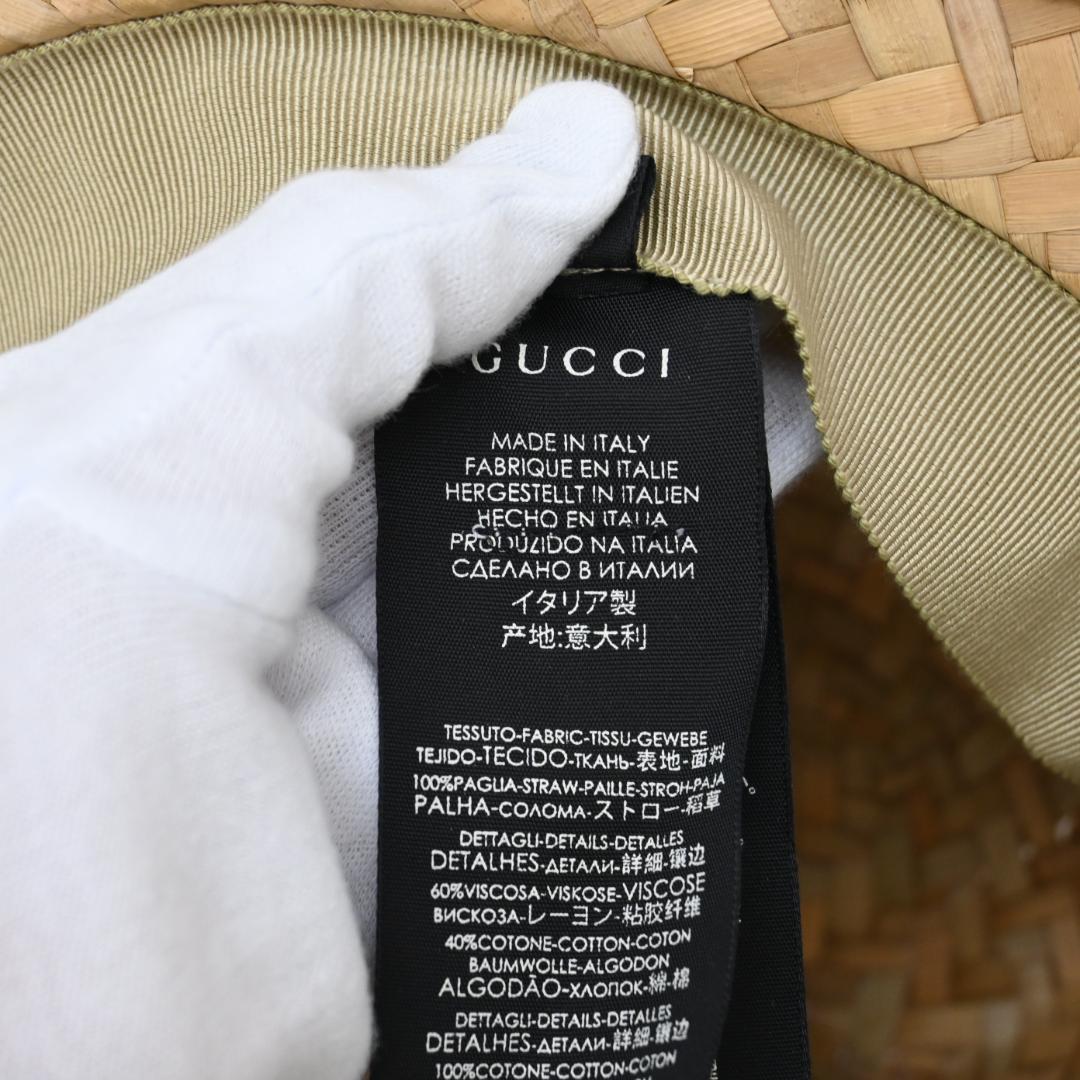 □ □ 41701☆GUCCI 麦わら帽子 L ストローハット ブラウン