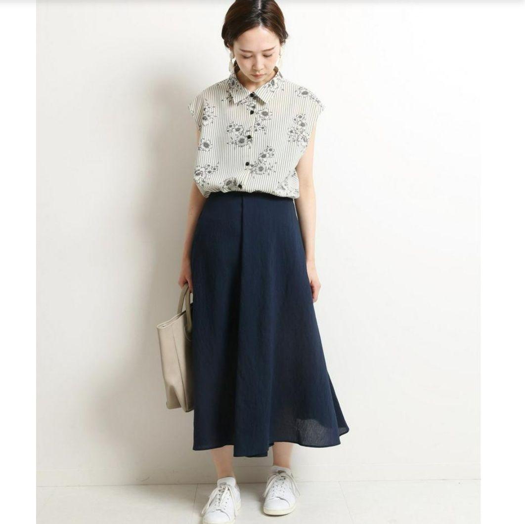 完売 美品 イエナ IENA ストライプフラワー ノースリーブシャツ