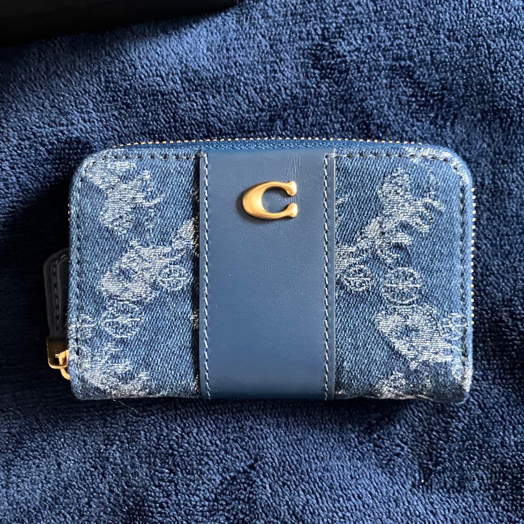 COACH エッセンシャルスモールジップアラウンドカードケース　デニム　未使用品