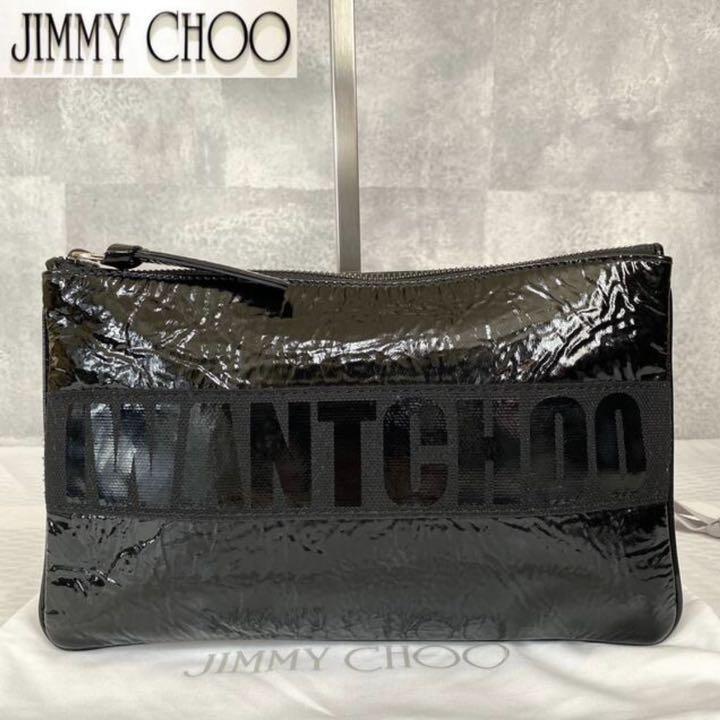 JIMMY CHOO NINA パテントレザー 黒 ミニクラッチバッグ